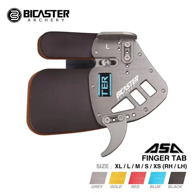 Bicaster-Protector de lengüeta de dedo para tiro con arco, protección de cuero genuino + aluminio S/M/L para Flecha de tiro de caza tradicional