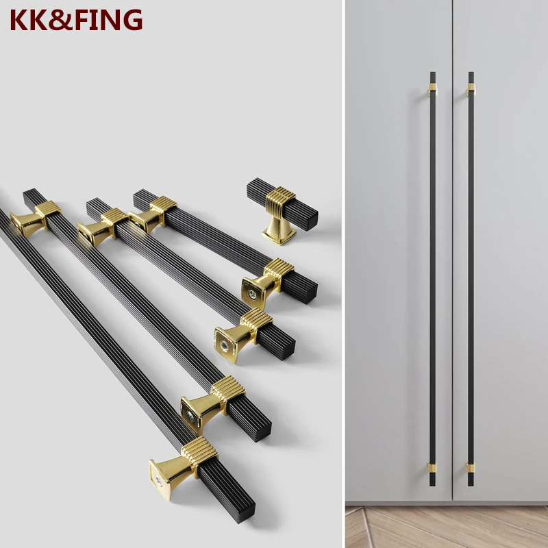 

KK&FING New Black Gold Cabinet Pulls Zinc Alloy Kitchen Cabinet Handles Drawer Knobs Furniture Wardrobe Door Lengthen Handles
