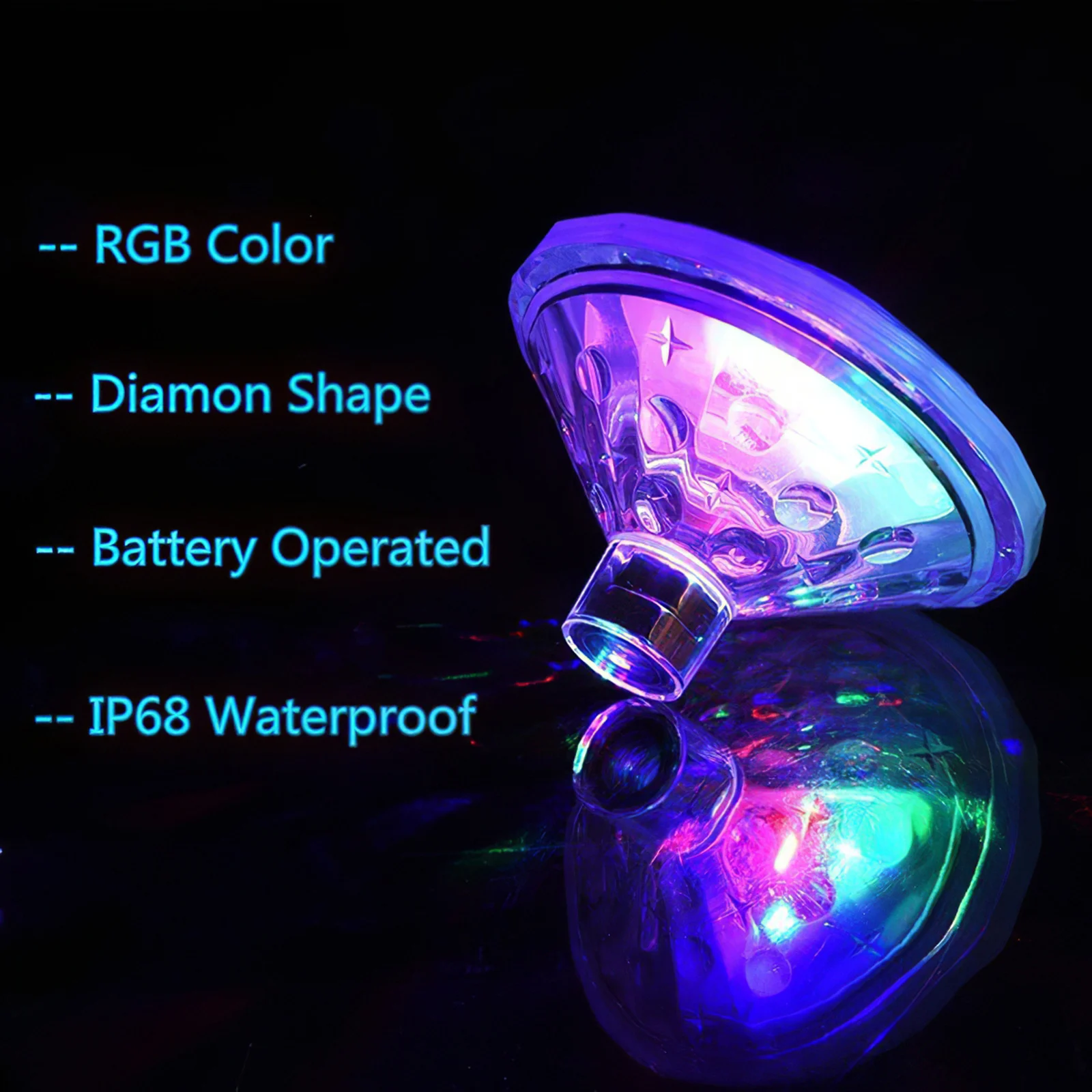 

Swimming LED Colorful Underwater Lights Diamond Pool Lights Floating Pond Lighting Battery Powered LED Lights for Bathtub Pool