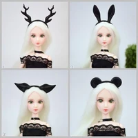 4pcslot black plastic animal ear hairpin headband tiara for barbie doll accessories hair hoop headwear hairwear 16 dolls toys
