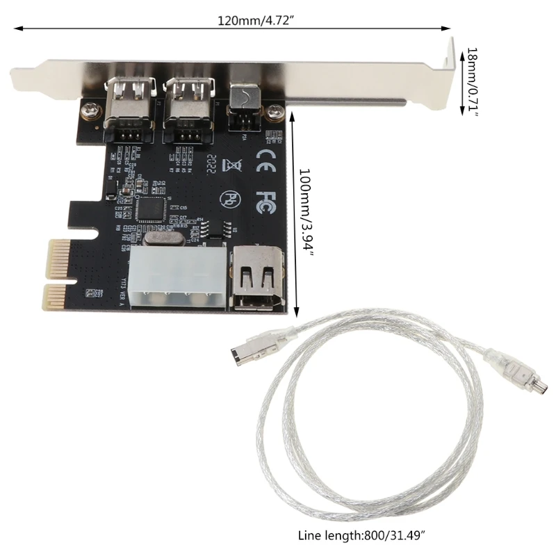 Компьютерная шина PCI-e 1X IEEE 1394A 4 Порты и разъёмы (3 + 1) сверхбыстрой передачи данных