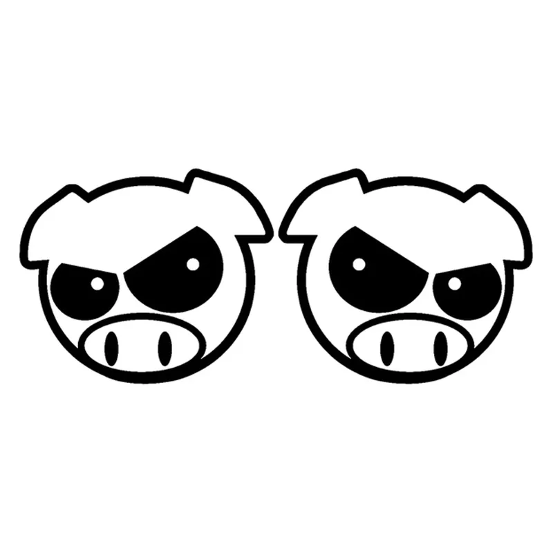 

11cm*9cm Evil Rally Pigs Cartoon Rearview Mirror Decals Car Stickers Black/Silver KK Vinyl Car Accessories