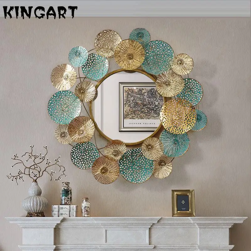 

Big Wall Mirror With Frame Metal Round Decorative Mirror Home Decor Living Room Large Wall Hanging Mirror Retro 1413194549