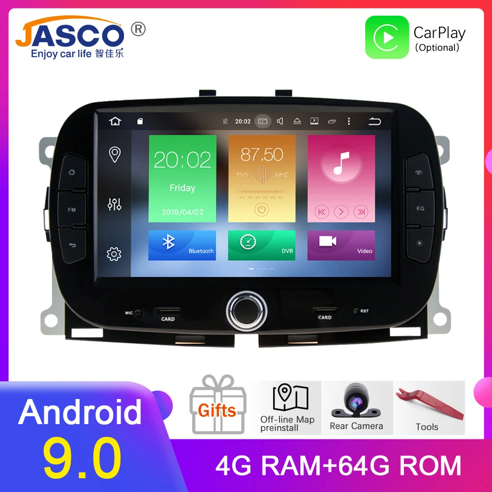 Автомобильный DVD-плеер Android 9 0 стерео GPS Glonass MultimediaFor Fiat 500 2015 + аудио RDS радио RAM 4g 32g |