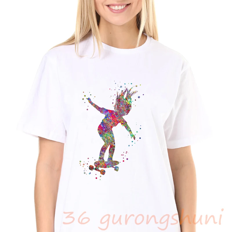 Женская одежда 2020 футболка для волейбола акварелью с графическим принтом