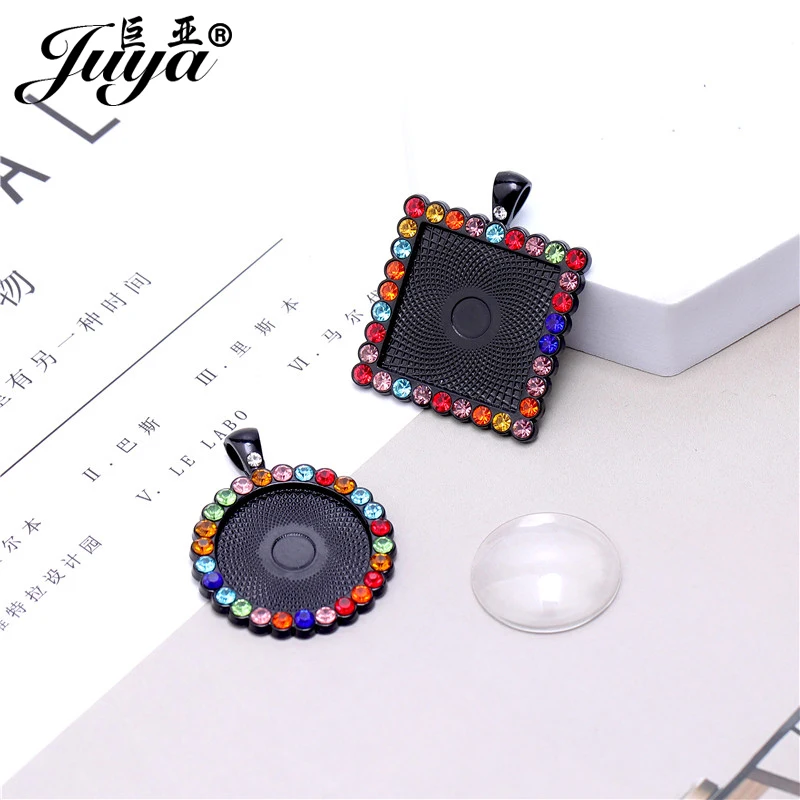 

30 шт 25 мм кулон кабошон база хип-хоп стиль красочные CZ Циркон оправы для ожерелья ручной работы DIY ювелирных изделий