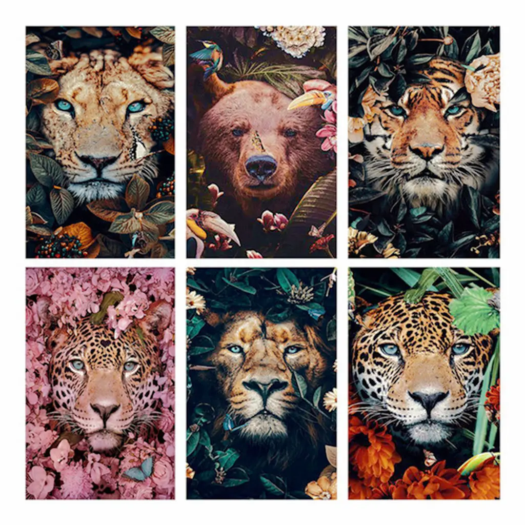 

YNX NEW 5D DIY Diamond Painting Round Diamond "Animal Flower" Crystal Embroidery Cross stitch Sewing Art Crafts Home Decor Gift