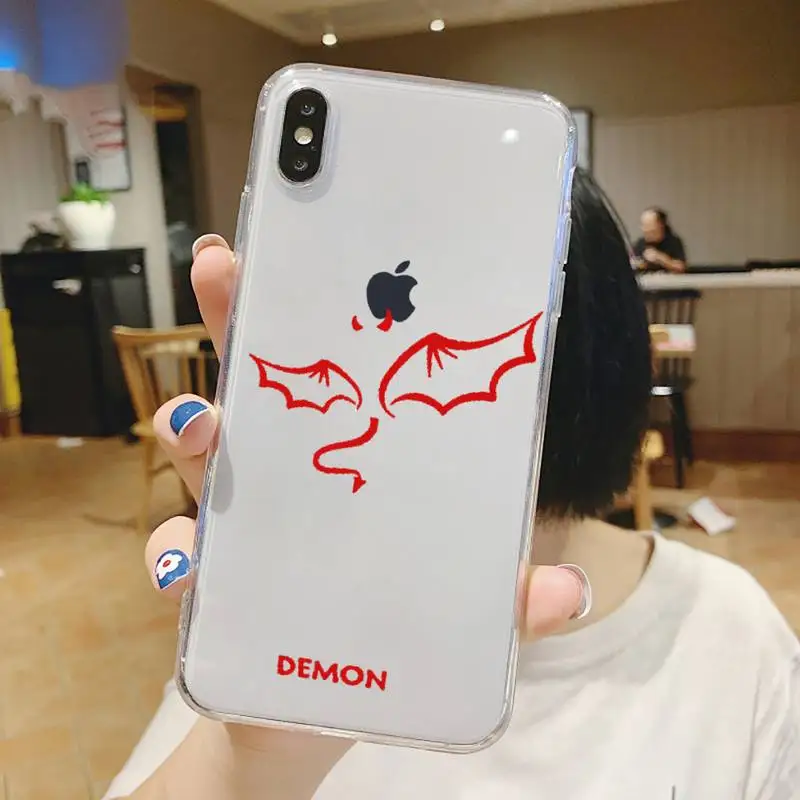 

Demon Angel Couple BFF Cartoon Phone Case Transparent soft For iphone 5 5s 5c se 6 6s 7 8 11 12 plus mini x xs xr pro max