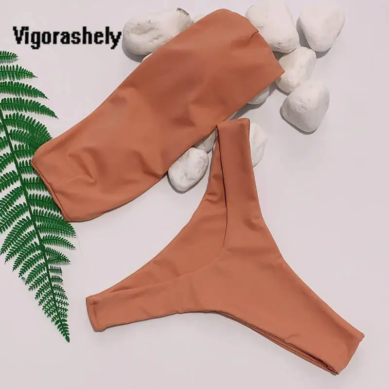 2019 Sexy off shoulder Bikini Set Bandeau Swimsuit Push UP Swimwear Women Strapless Ruffle Bathing Suit Swim Wear | Женская одежда