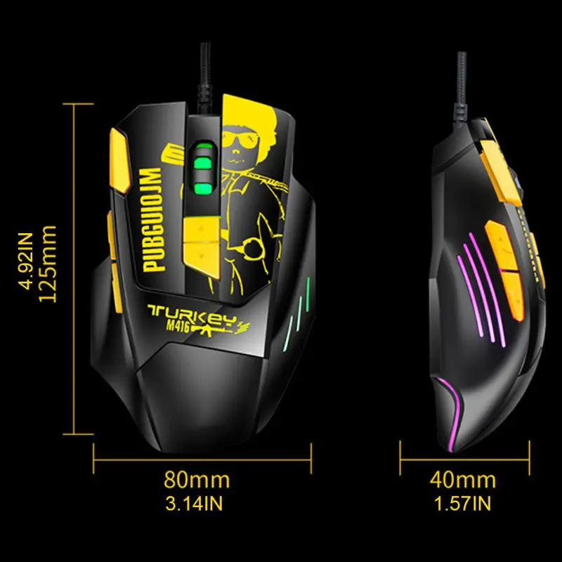 

Wired Programmable Gaming Mouse RGB LED 6 Gear DPI Adjustable Optical Mouse R2JB