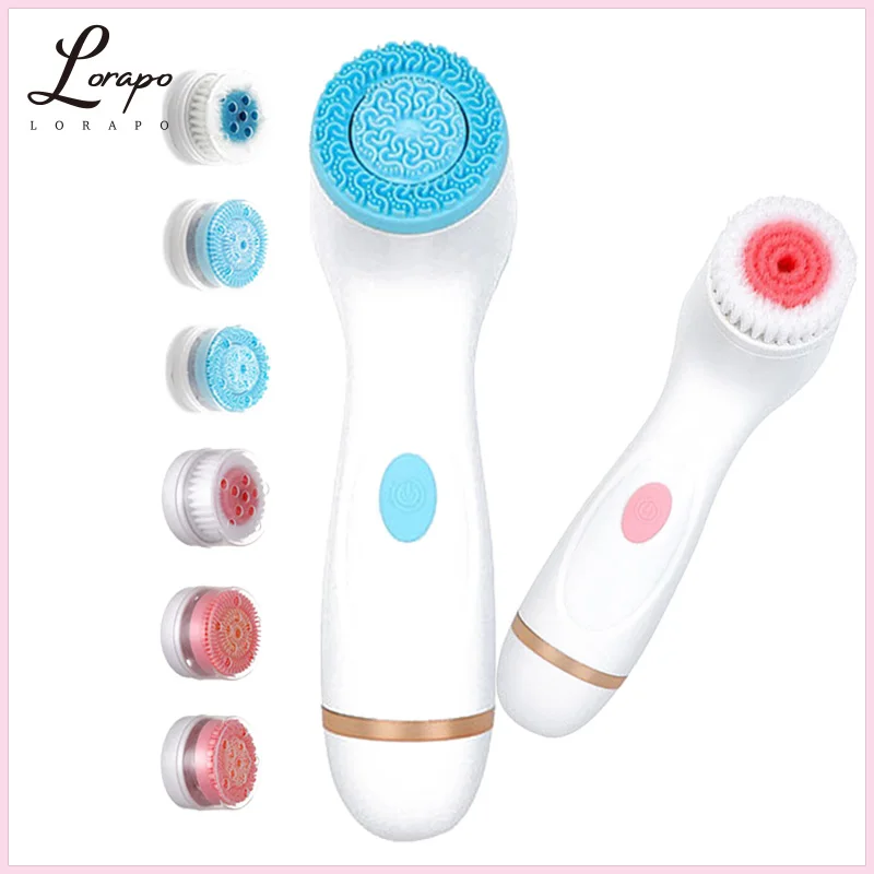 Электрическая Очищающая щетка 3 в 1 силиконовая вращающаяся для мытья лица