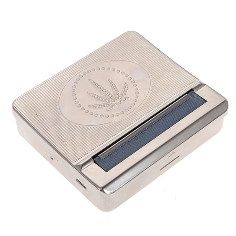 

1pc 70mm Metal Automatic Cigarette Tobacco Smoking Smoke Roller Rolling Machine Box Case Tin High Class