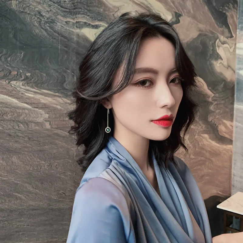 925 Silver Needle Lightweight Luxury Ear Line Female Fashion Personality Long Sulphur Earrings Senior Sense Gem | Украшения и