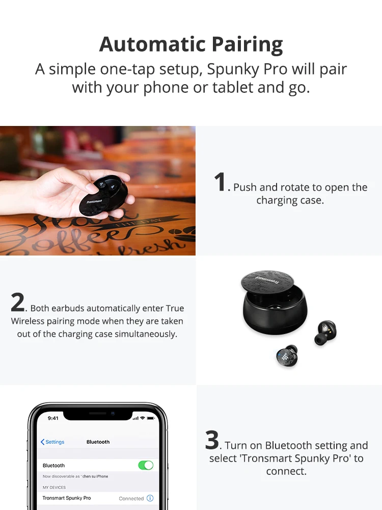 Беспроводные наушники Tronsmart с поддержкой Bluetooth 5 0 и защитой IPX5|Наушники гарнитуры|