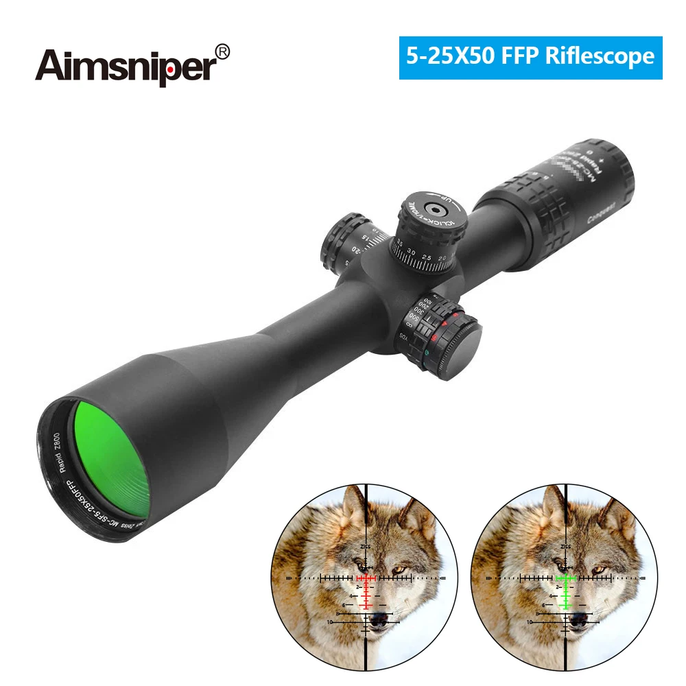 Hunting 5-25x50 FFP Rifle Spotting Scope Tactical Optics Sight Riflescope Red Green Reticle Side Parallax Adjust For Airsoft Gun | Спорт и