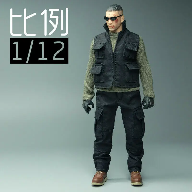 Масштаб 1/12 муравьиный Каратель черный жилет брюки модель для 6-дюймовой куклы |