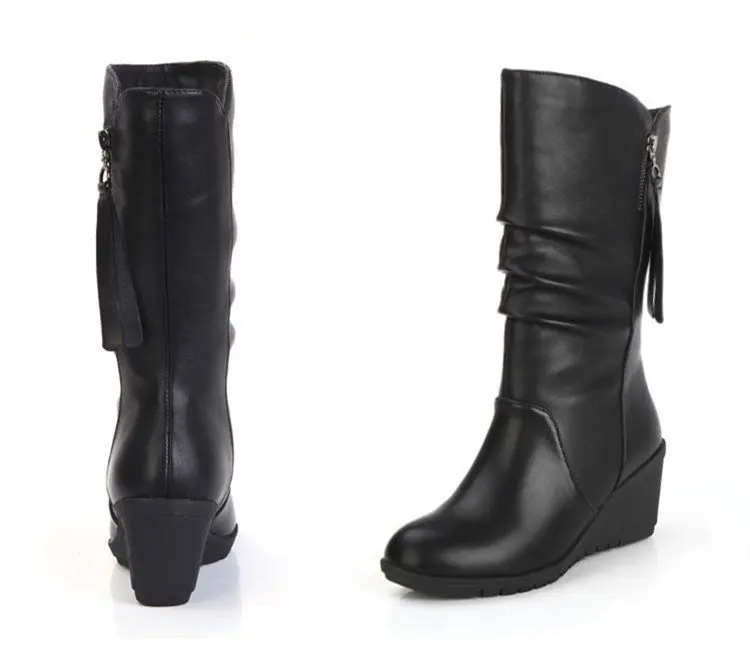

HOT Autumn New Fashion Boots Wedges Round Head Boots Large Size European And American Women's Shoes Winter Fringe ghj890