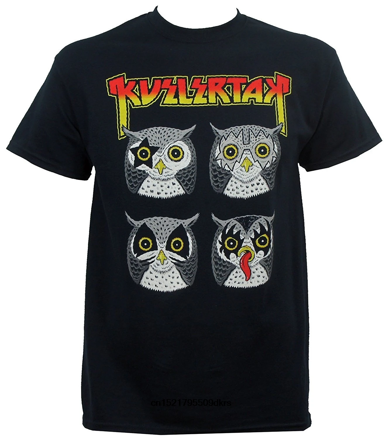 Мужская футболка Kvelertak s Kiss с логотипом совы хлопковая черная забавная новинка