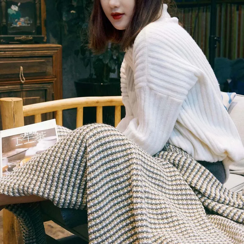 Aggcual Скандинавское одеяло вязаное 100% акриловое покрывало для кровати зимнее