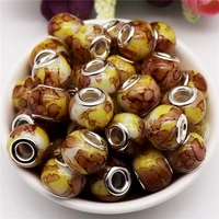 10pcs new color round large hole glass murano european beads charms spacer fit pandora bracelet bangle for jewelry making