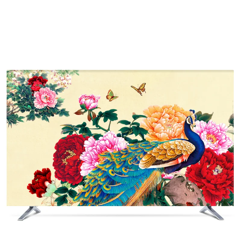 

Custom 19" - 80" 22 inch 75 inch Decorative Hood Cover for Screen LCD TV PC Peacock Blossom Waterproof