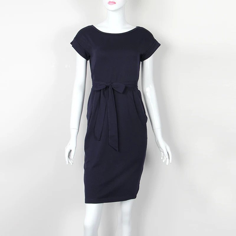 Navy Blue Новое летнее Женское Платье До Колена, сексуальное облегающее платье с коротким рукавом, повседневные платья, сарафан для женщин GV451 - Цвет: Navy Blue