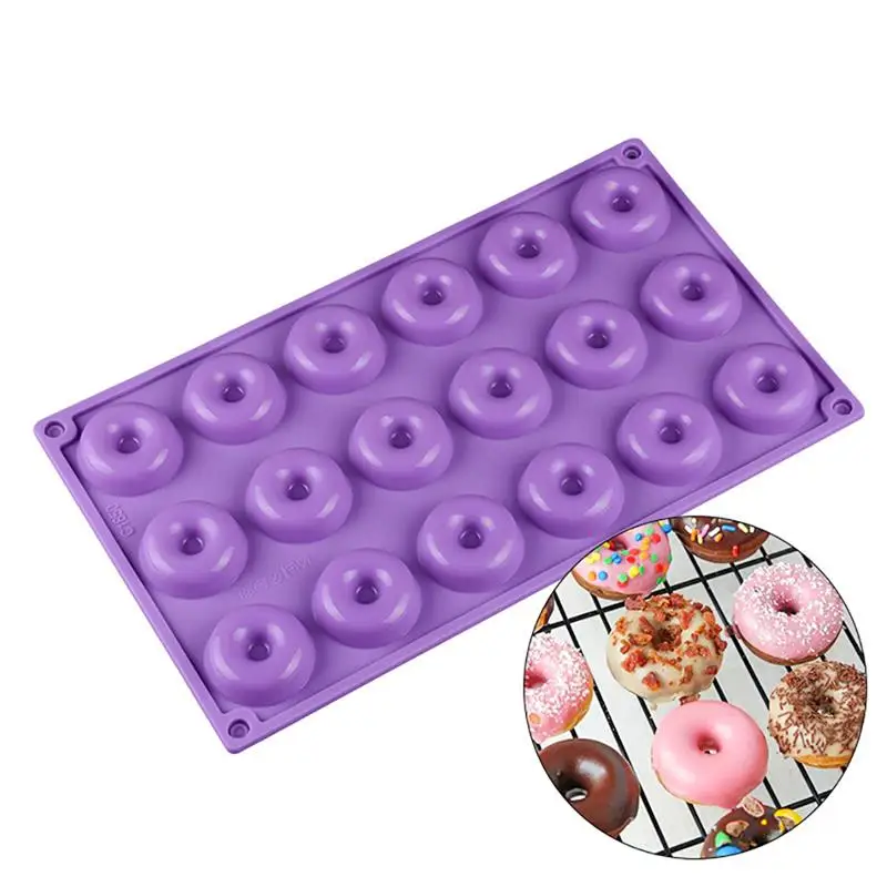 

Non Stick Silicone Donut Mold 18 Cavity DIY Candy Jelly Fondant Decor Mold Homemade Donut Shaped Chocolate Baking Mold Cake Tool