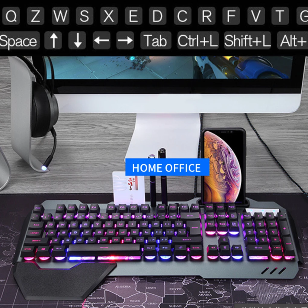 Игровая клавиатура Проводная Combo16 color RGB Светодиодный светящийся USB проводной