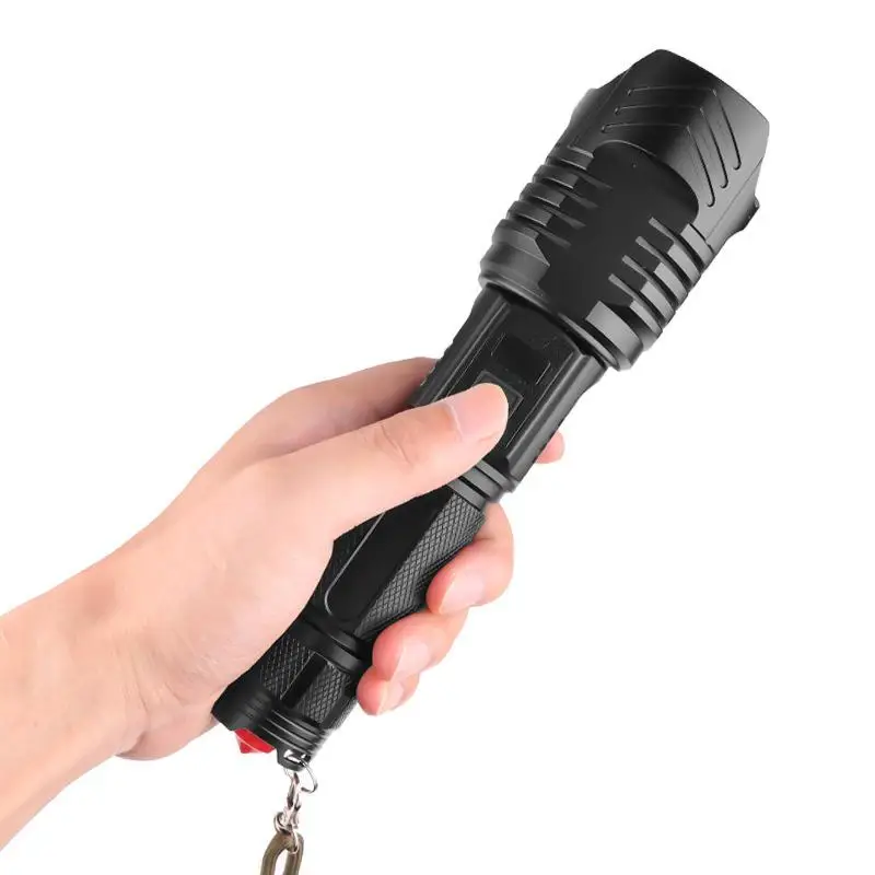 

XHP90 LED Flashlight Waterproof Zoom Tactical Torch Lamp with USB Input and Output Function LCD Display Camping Lamp