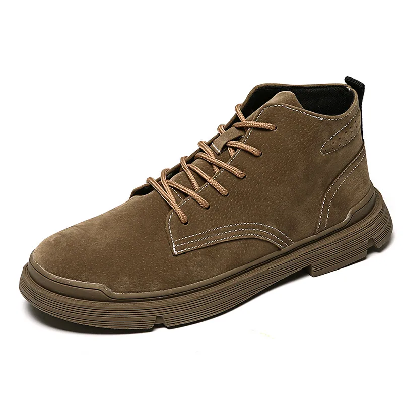 Мужские ковбойские ботинки бежевые кожаные повседневные Ботинки Martin на