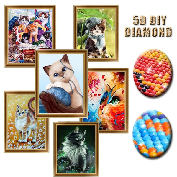Алмазная живопись сделай сам с кошкой мозаика вышивка животными крестом в