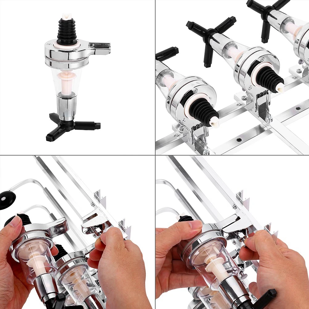 

4 Wall Mounted Bottle Rotate Stand Optic Wine Dispenser Drinks Beer Bar Metal