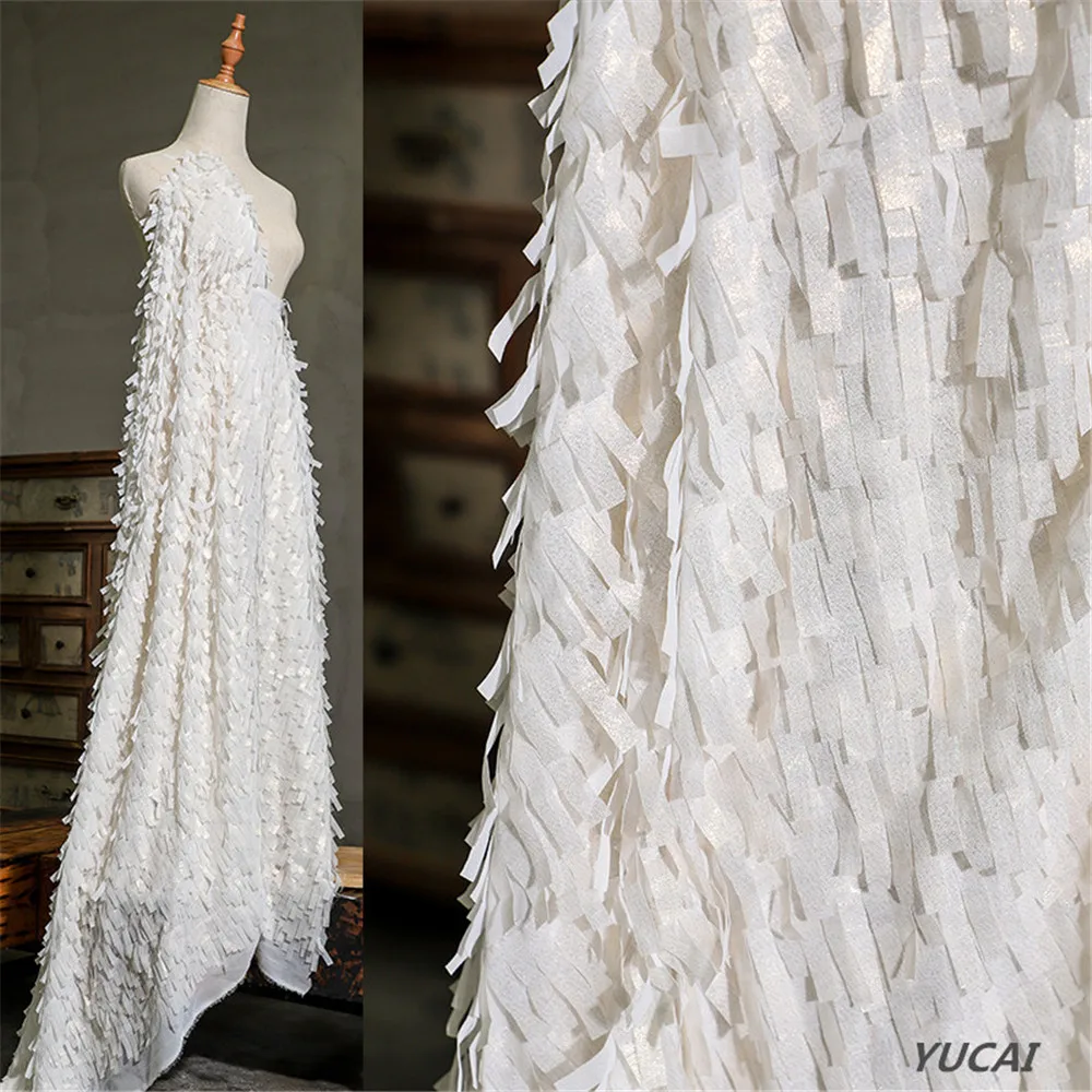 50*160 см костюмная креативная ткань высокого класса белая черная 3d кисточка перо