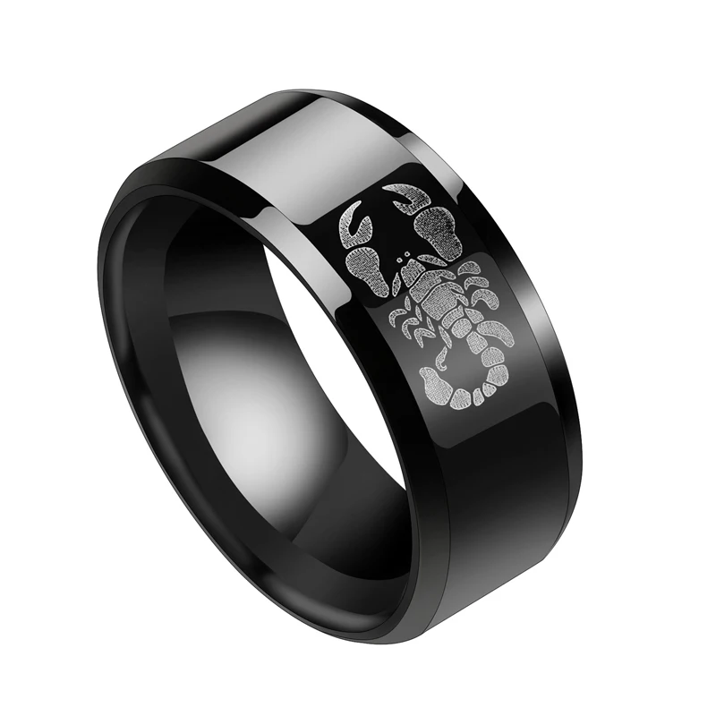 

Bxzyrt Vintage Black Scorpion Pattern Men Punk Rings Round Stainless Steel Titanium Ring For Women Men Anime Jewelry