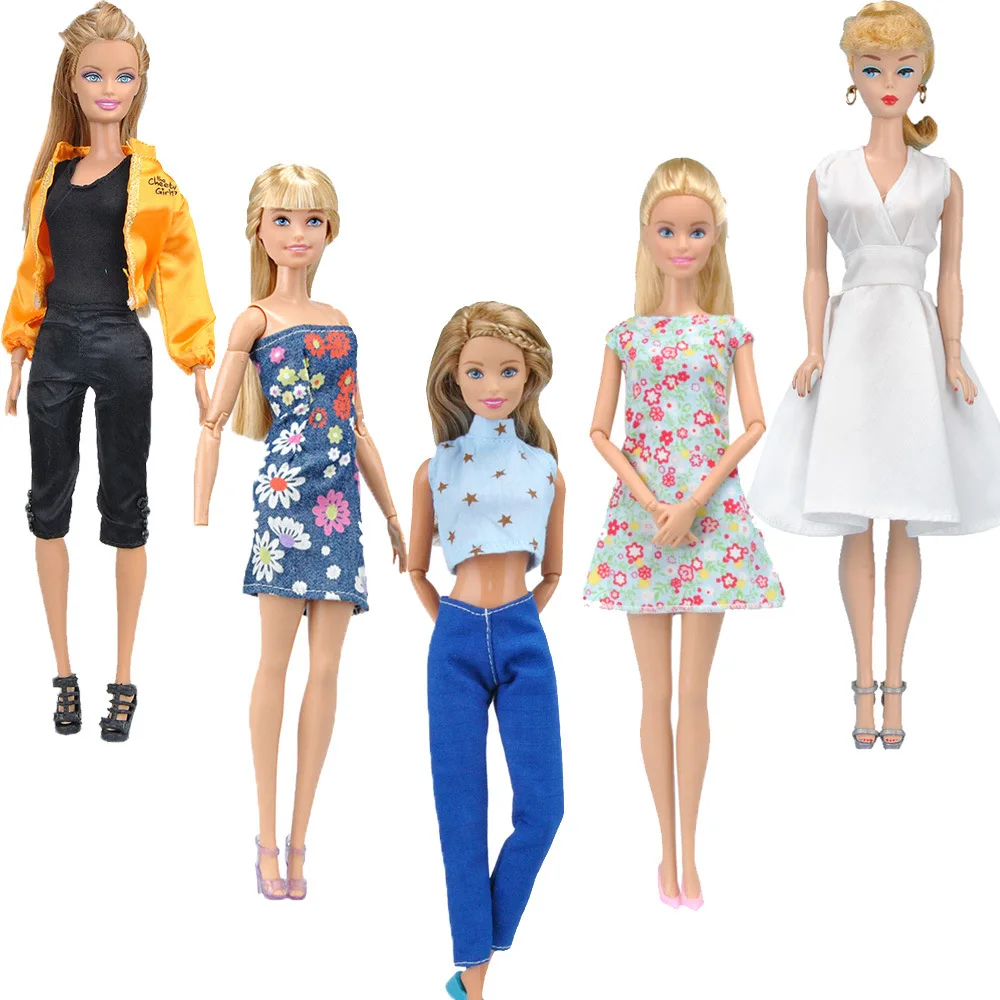 

5Pcs/set Clothes for Barbie Various Fashion Doll Dress Leisure Skirt Pants Set for Barbie Doll Accessories Toys Girl Best Gift