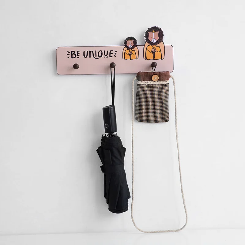 

Cartoon Kids Coat Hook Children Room Clothes Hanger Wooden Cute Animal Lion Wall Hanger Key Holder Nursery Home Decor Organizer