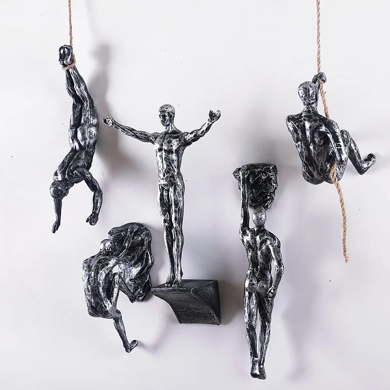 Нордическая статуя альпиниста, настенная скульптура, абстрактная скульптура, скульптура альпиниста для офиса, винтажный домашний декор, подарок