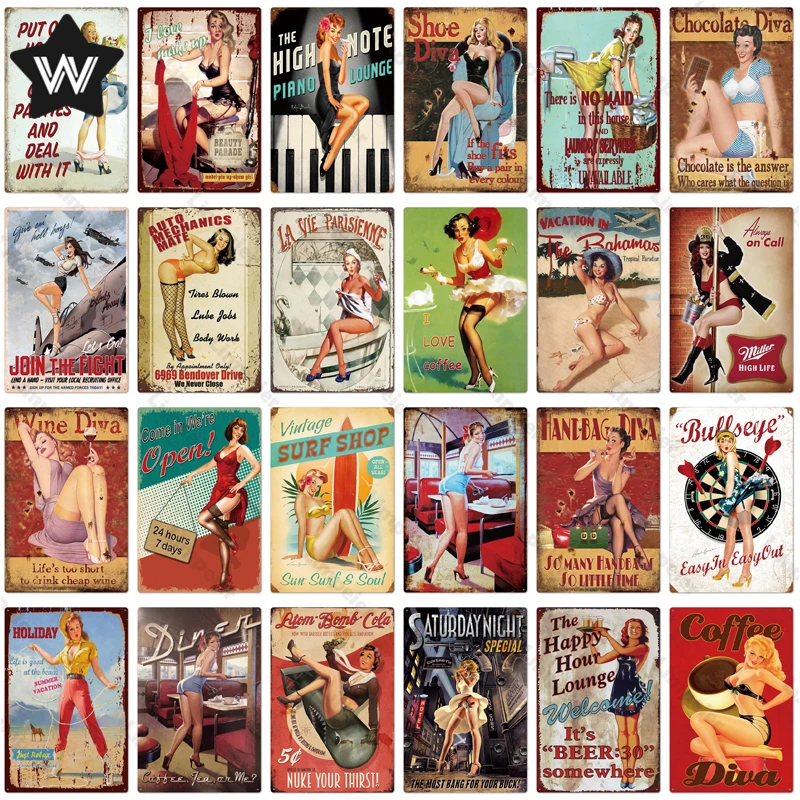 Винтажный магазин серфинга, металлический декор для привлекательной леди, металлический постер, Оловянная табличка в ретро стиле, металлическая табличка, горячая секс-пластина для мужчин, пещера, клуба