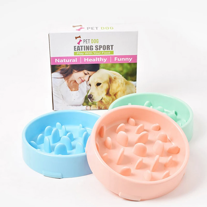 

Pet Dog Bowl Slow Feeder Hard Plastic Anti Choking Puppy Cat Slow Eating Dish Bowl Anti-Gulping Food Plate NonSlip Pet Supplies