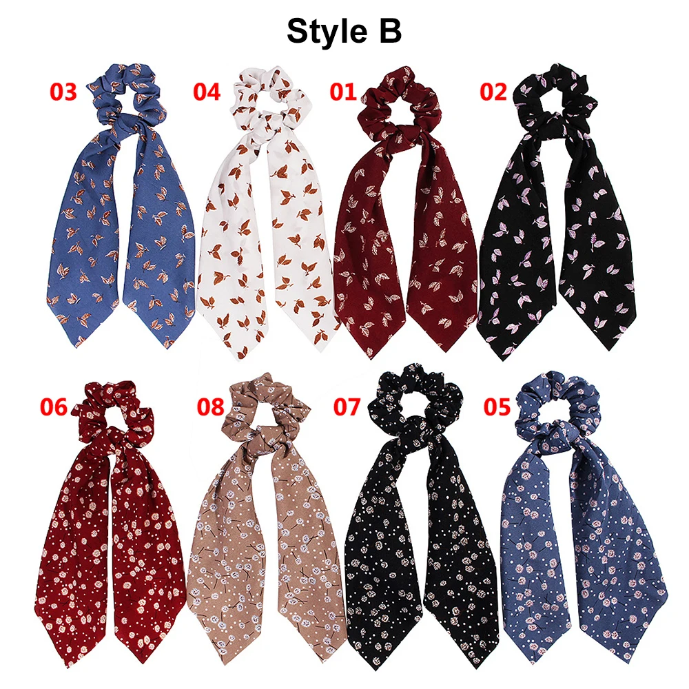 1 шт. заколка для волос с принтом в стиле бохо Цветочная резинка-бант шарф-бабочка