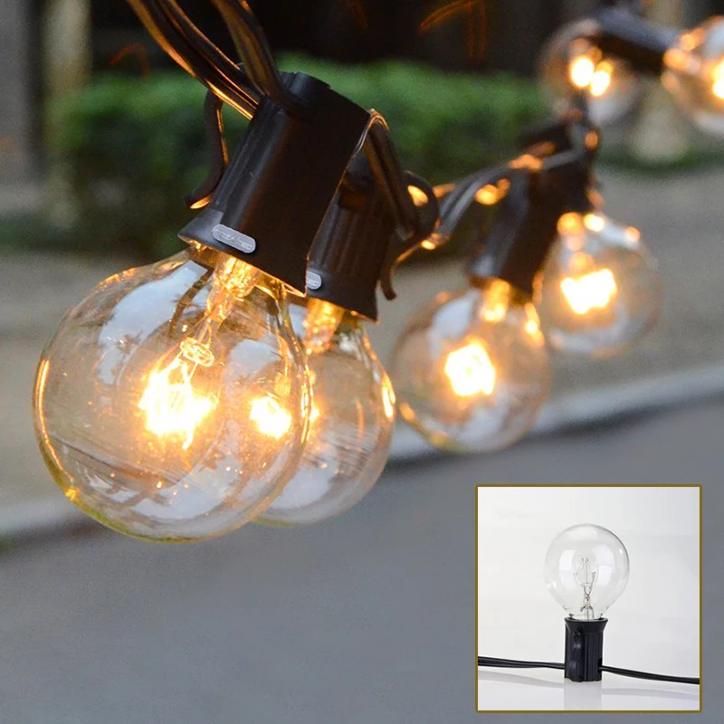 10 шт./лот лампы G40 с прозрачным шаром гирлянда винтовая основа канделябры теплые