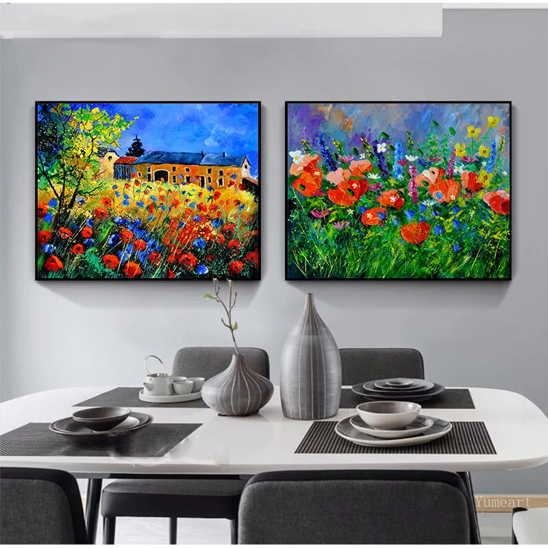 Аннотация Красный мак акварель масло Картины принты постер холст искусство