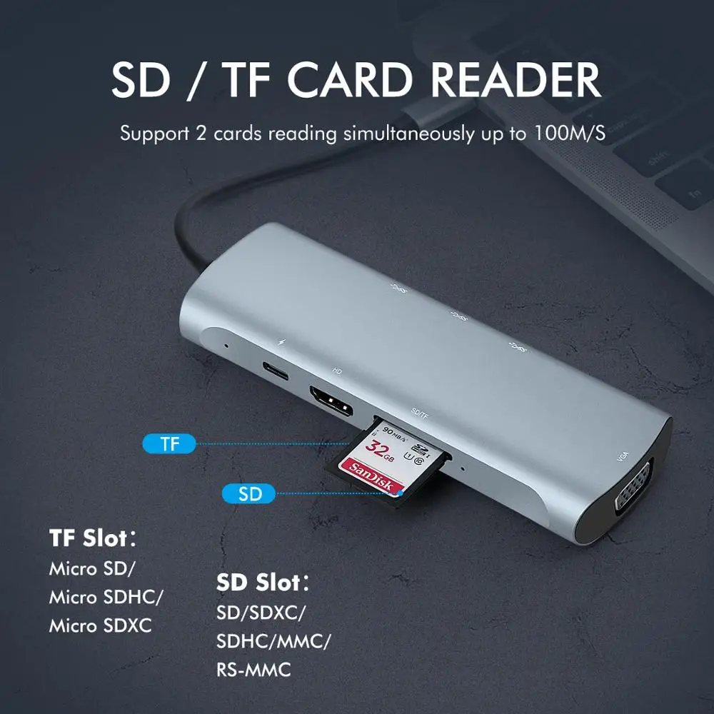 GOOJODOQ USB C концентратор типа для мульти 3 0 HDMI адаптер док-станция MacBook Pro Huawei Mate 30 USB-C