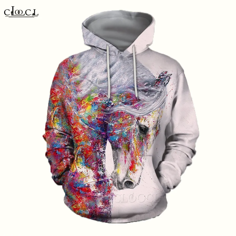

CLOOCL Newest Animal Print Men Hoodies Colorful Horse 3D Pullovers Hoodie Unisex Streetwear Harajuku Sweatshirts