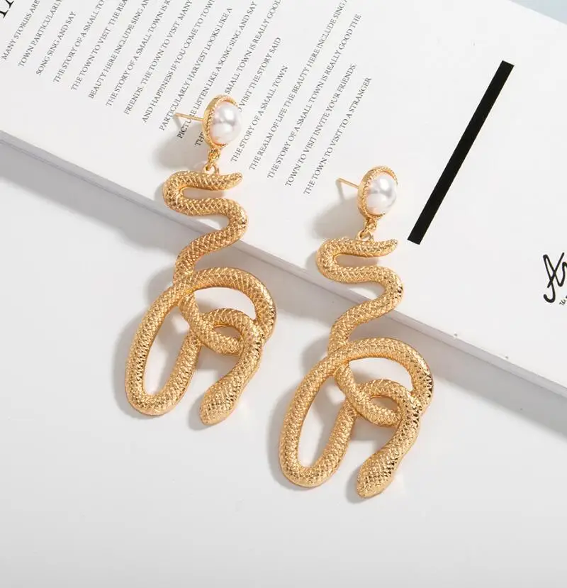 Серия сережек в виде змеи AH-84499/TRACYSGER/ - Окраска металла: Style -11