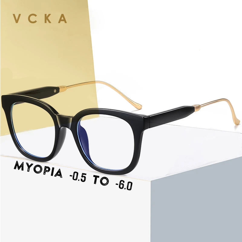 

VCKA -0.5 to -6.0 Square myopia Glasses Anti Blue Light Blocking Filter Eyeglass Women Spectacle Frame Nearsighted Spectacles