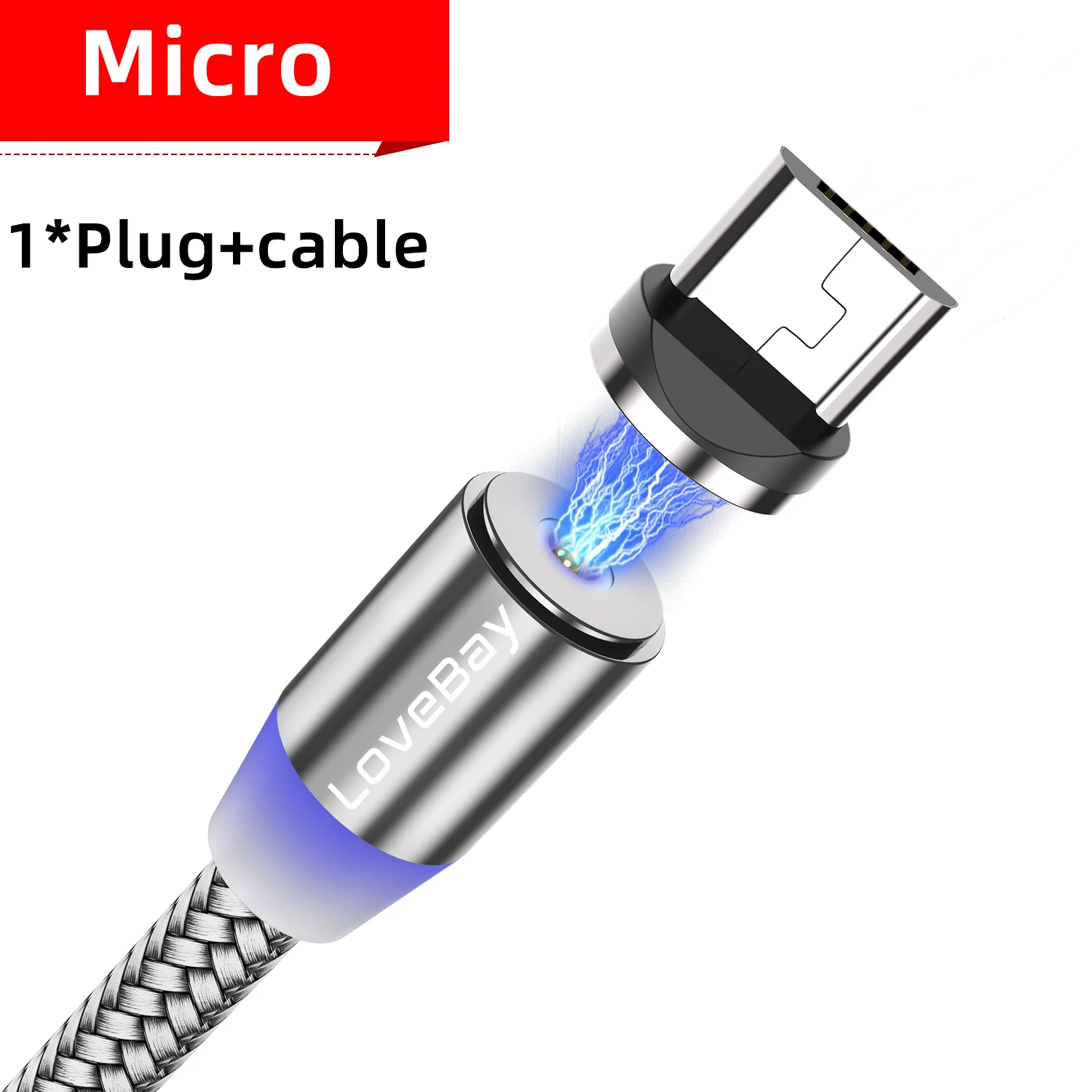 Lovebay Магнитный USB 3 м кабель для быстрой зарядки для Iphone TYPE-C Micro USB шнур Магнит Micro USB кабель для мобильного телефона USB шнур - Цвет: Gray for Micro