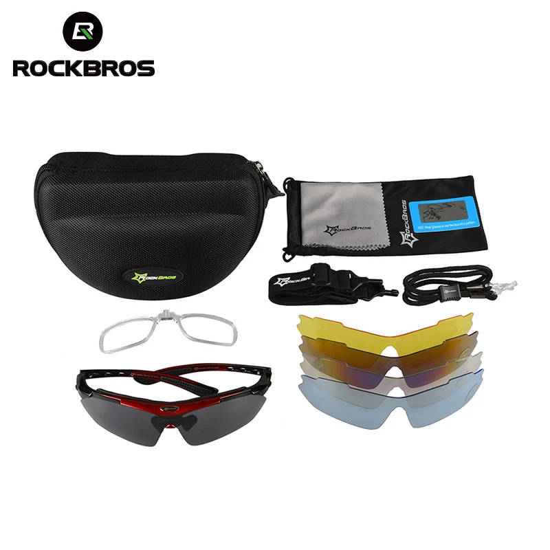 Очки велосипедные ROCKBROS с 5 линзами Поляризованные UV400 для спорта на открытом
