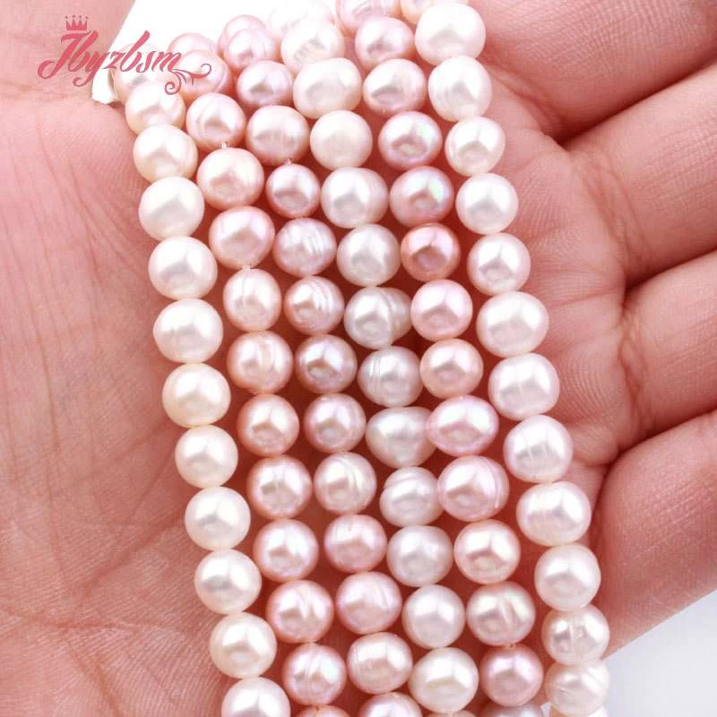 5.5-7mm Nearround Freshwater Pearl Beads Loose Natural Stone For DIY Necklace Bracelats Earring Jewelry Making Strand 15&quot | Украшения и