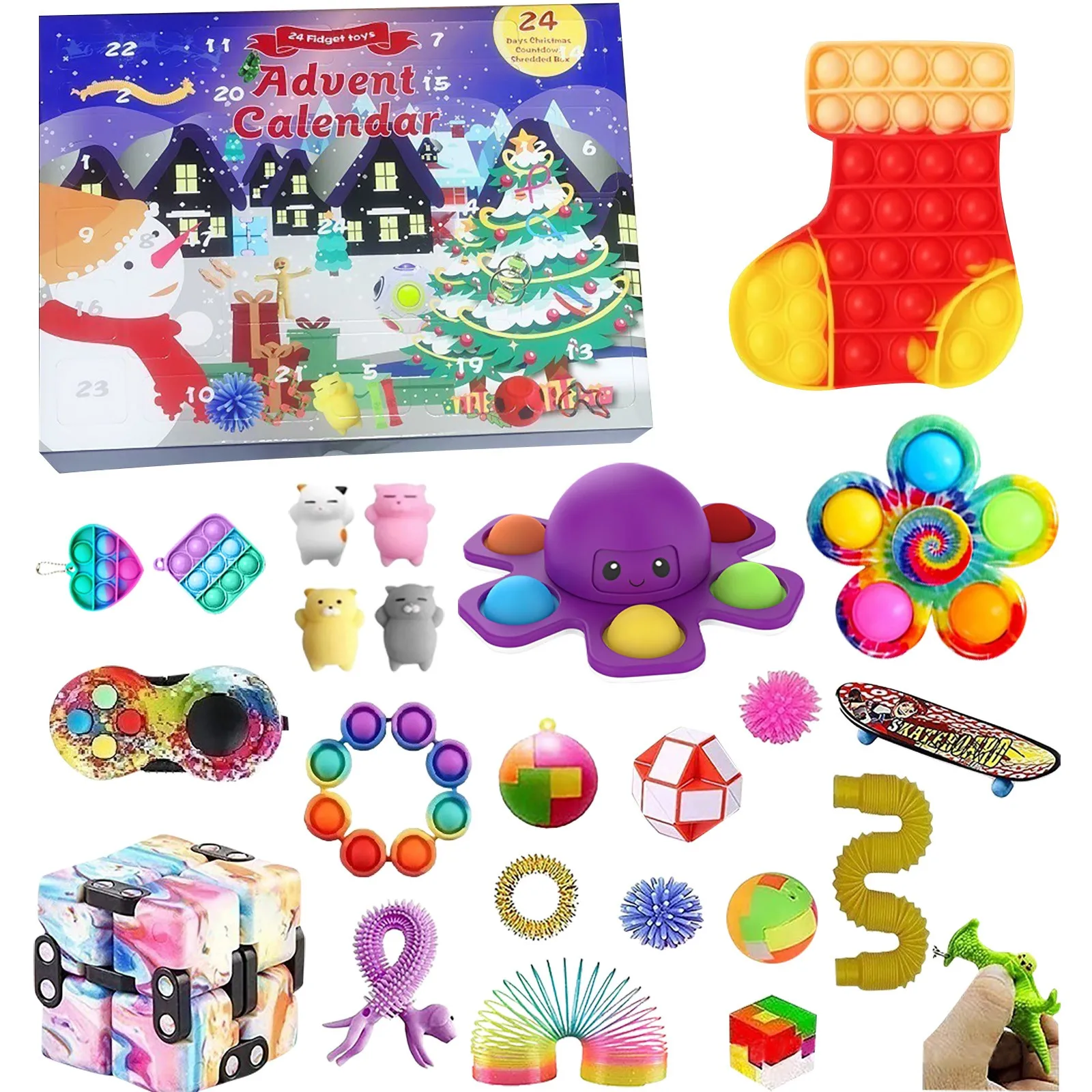 

Christmas Silicone Sensory fidget Toys Decompression Tabletop Puzzle Decompression Toy For Children Christmas Gift симпл димпл